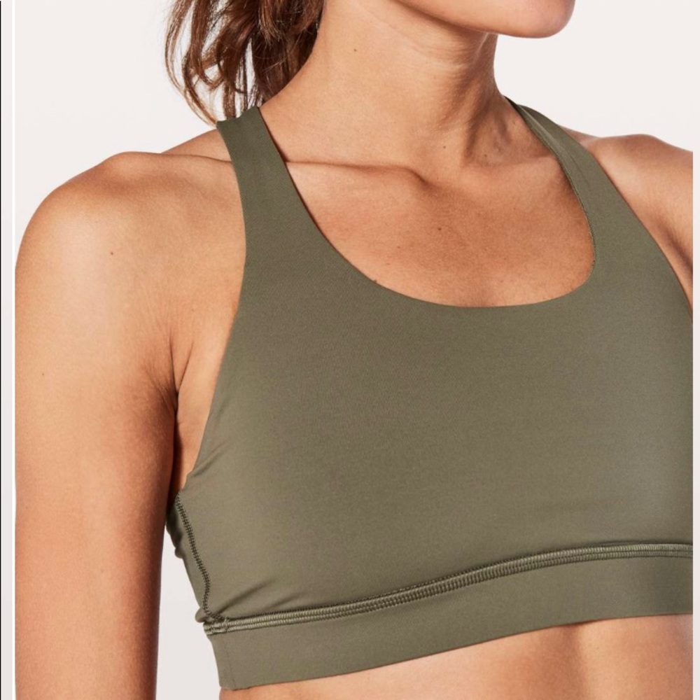 Lululemon Time To Sweat Bra Olive Green, Size Small